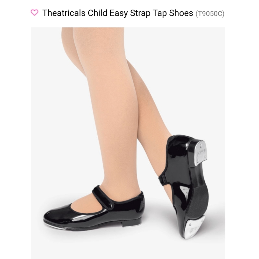 New in Box Theatricals Black Patent Tap Shoes